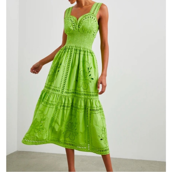 NWT Rails Fawn Embroidered 100% Cotton Midi Dress in Island Green - Picture 5 of 15